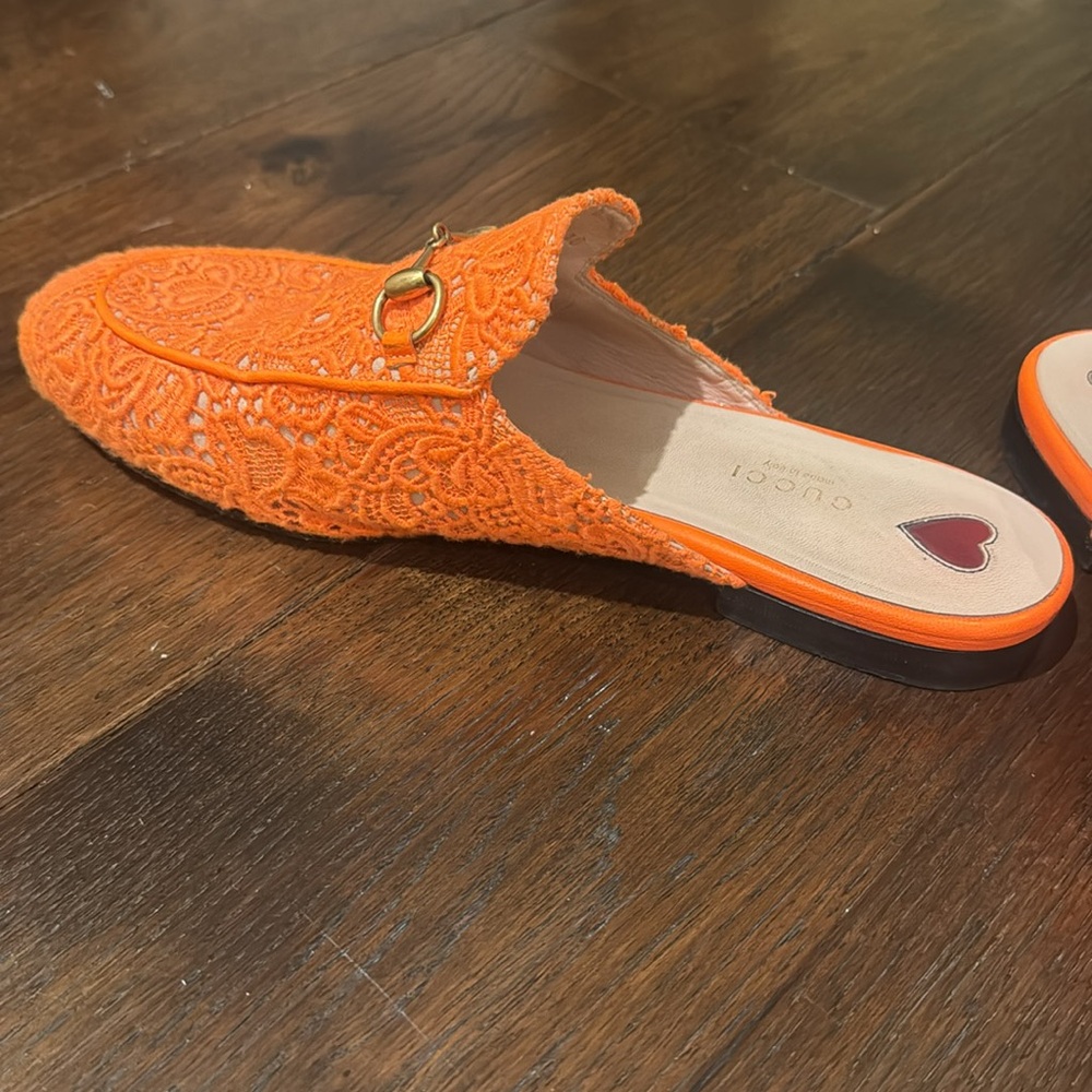Gucci - Women’s Princetown Flat Slipper - Orange - Size: 40 / US 10 - Picture 7 of 9